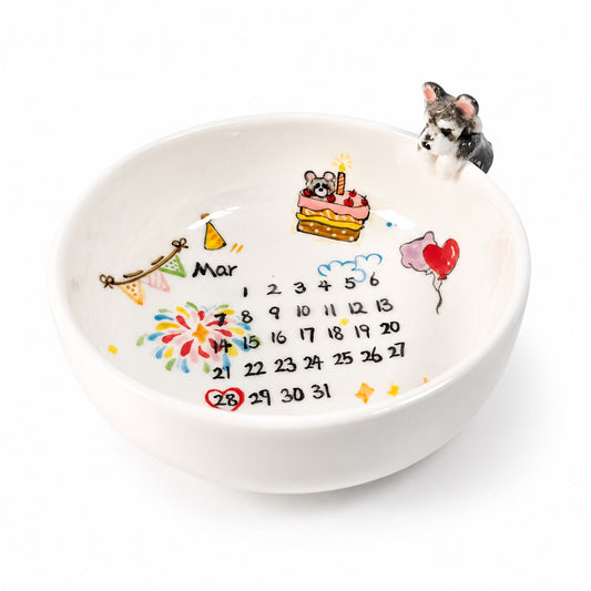 Custom Pet Birthday Memory Bowl – Personalized Ceramic Birthday Calendar Bowl - personalized pet gift detail image 2