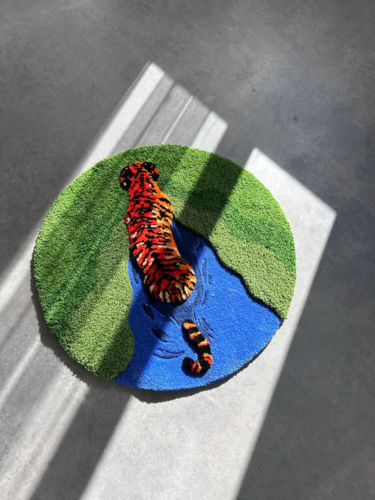 Tiger Tufted Rug - Handmade Style Animal Room Decor - BOYOGO example 2