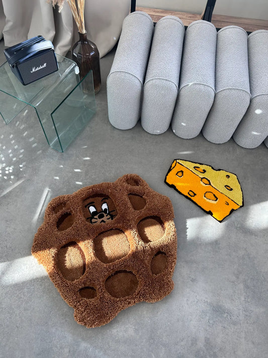 Mouse and Cheese Tufted Rug - Cute Cartoon Room Accent - BOYOGO example 2