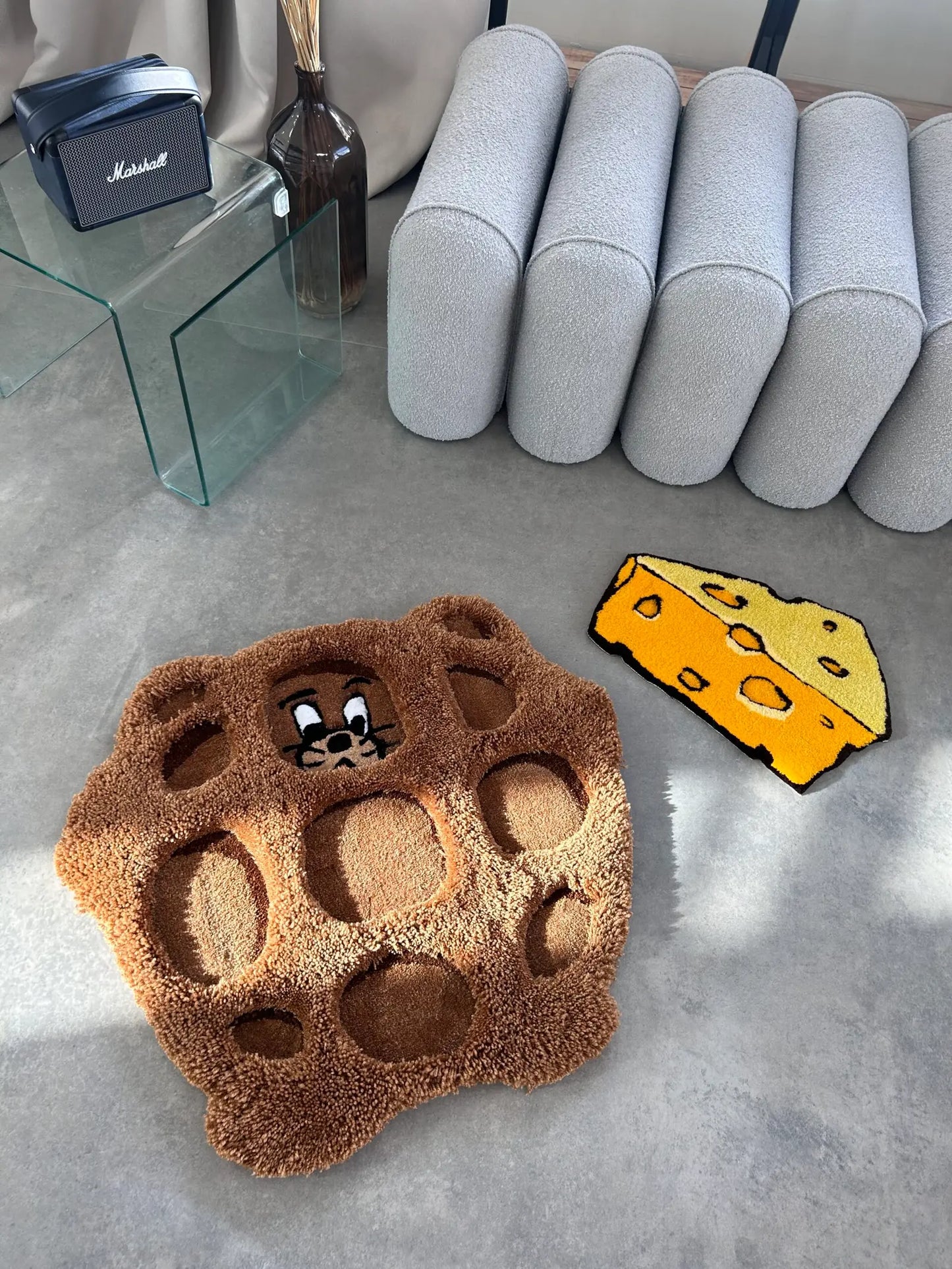 Mouse and Cheese Tufted Rug - Cute Cartoon Room Accent - BOYOGO example 5