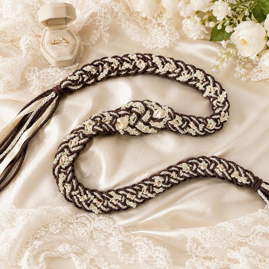 Brown & Champagne Handfasting Cord with Pearl-Style Accents — original listing image 2