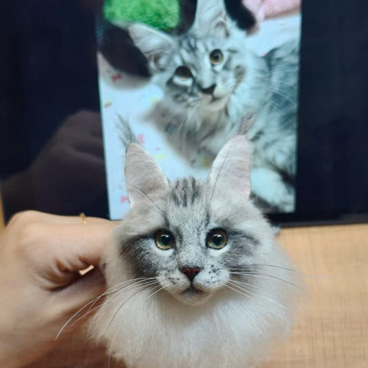 Custom Needle-Felted Pet Portrait Brooch | Handmade Wool Felt | Wedding & - personalized pet gift detail image 2