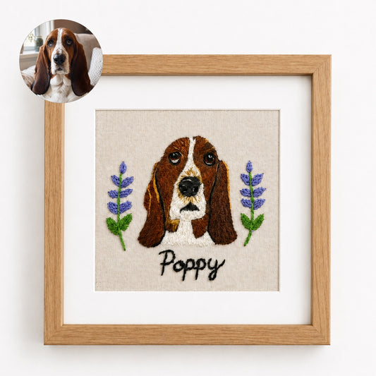 Custom Embroidered Pet Portrait Frame with Personalized Name | Square Pet - personalized pet gift detail image 2