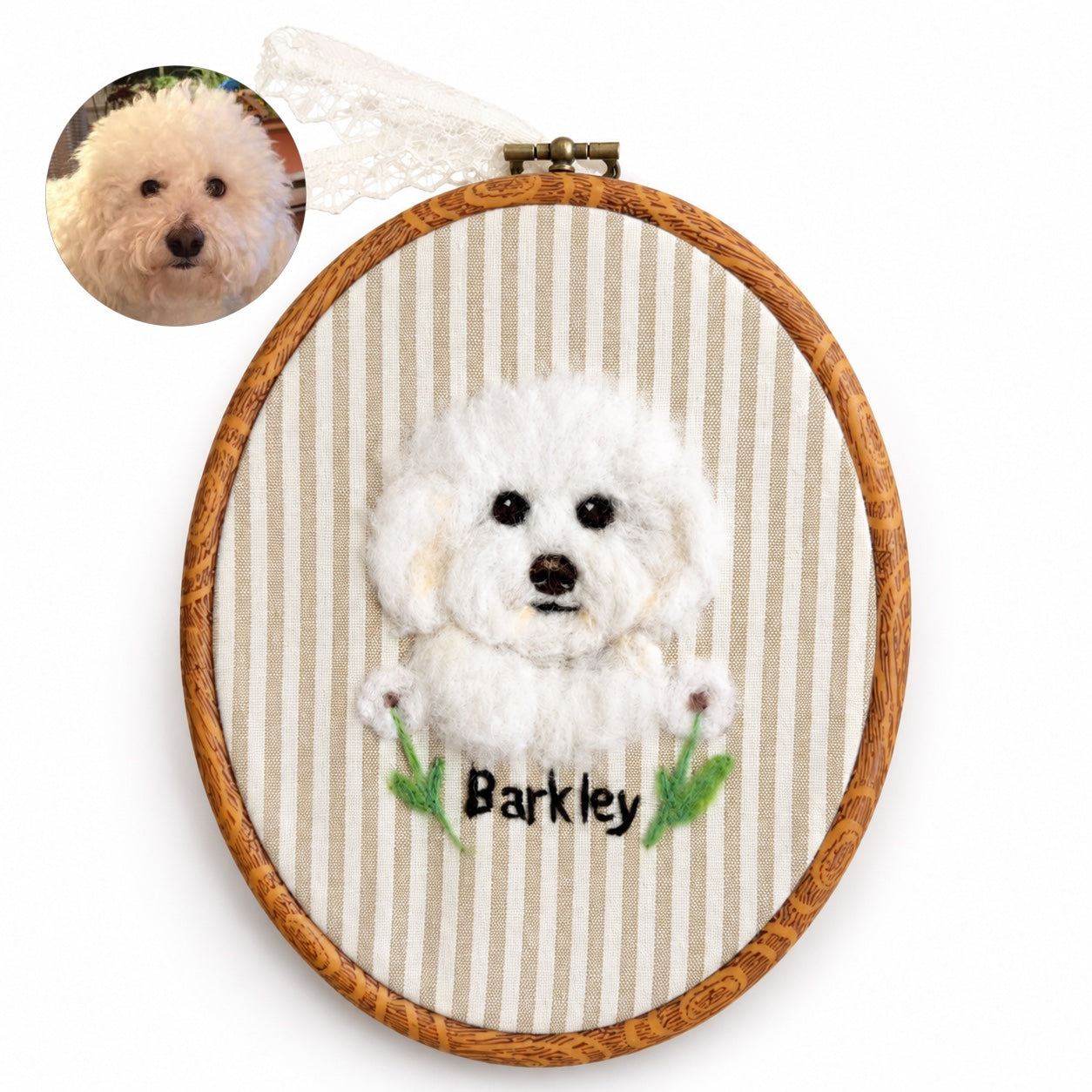 Custom Wool Felt Pet Portrait - Embroidered Wool Art|Pet Memorial