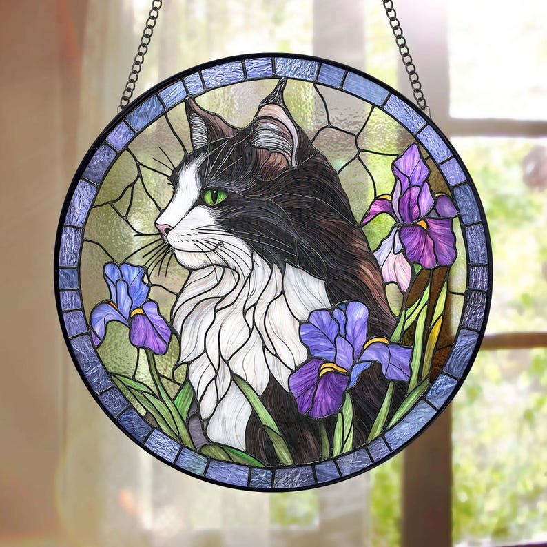 Custom Pet Portrait Stained Glass Suncatcher personalized portrait window decor