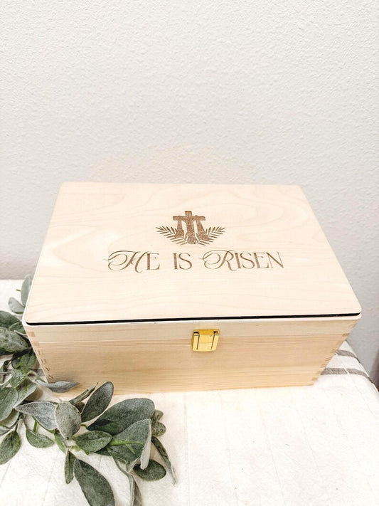 Luxury Personalized Easter Treasure Chest - Wooden Gift Box – close-up product detail