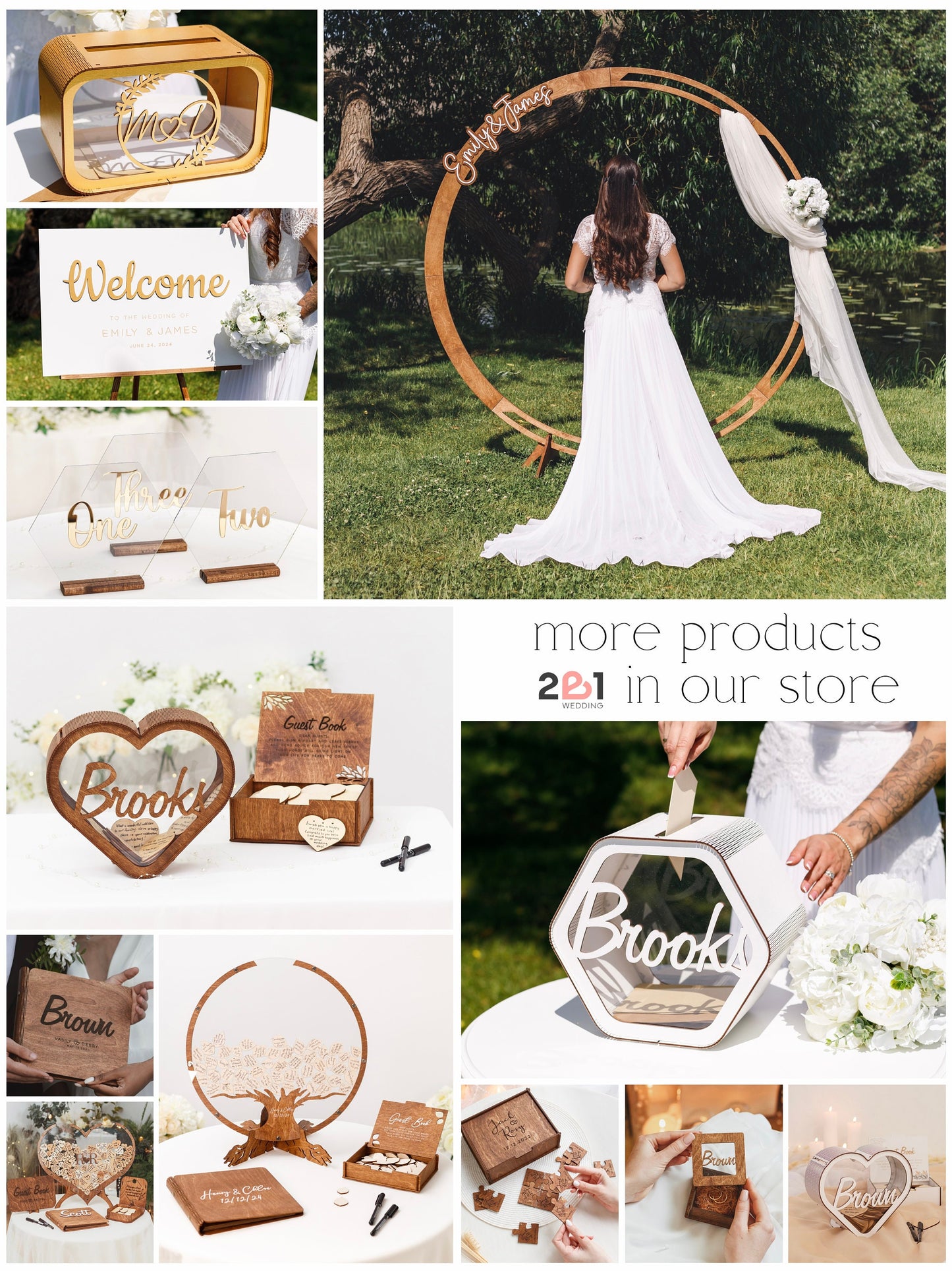 Rustic wedding guest book keepsake set