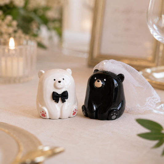 Handmade Ceramic Bear Wedding Cake Topper – close-up product detail