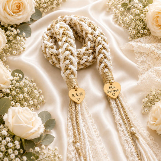 Personalized Woven Handfasting Cord, Celtic Wedding Unity Rope, Tie The Knot Ceremony Keepsake