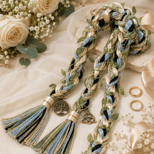 Custom Wedding Handfasting Cord, Handmade Braided Unity Rope with Charms, Boho Ceremony Keepsake
