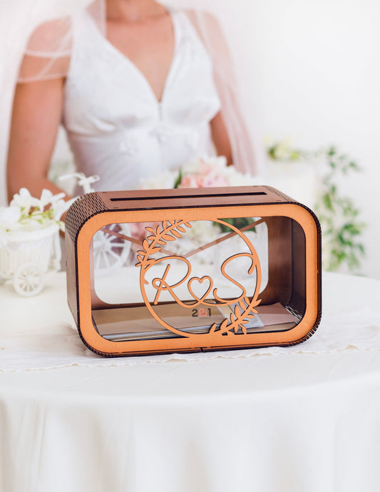 Personalized Rectangular Wedding Card Box – close-up product detail