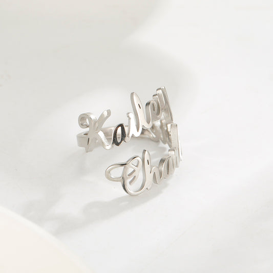 Handcrafted Sterling Silver Double Name Ring - custom personalized jewelry detail image 2