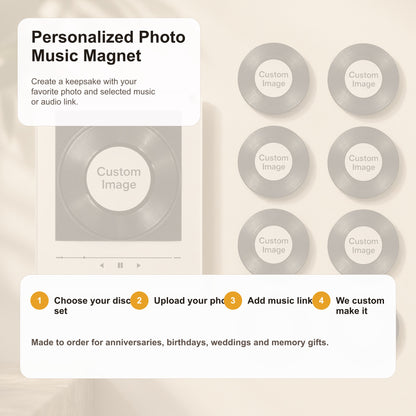 Personalized NFC Music Photo Fridge Magnet with Rotating Vinyl Design - 3
