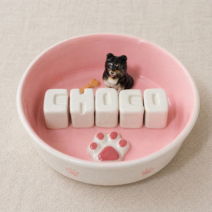 Personalized Pet Bowl with Custom Name, Handmade Ceramic Dog & Cat Bowl, Custom Pet Photo Gift, Unique Pet Lover – close-up product detail
