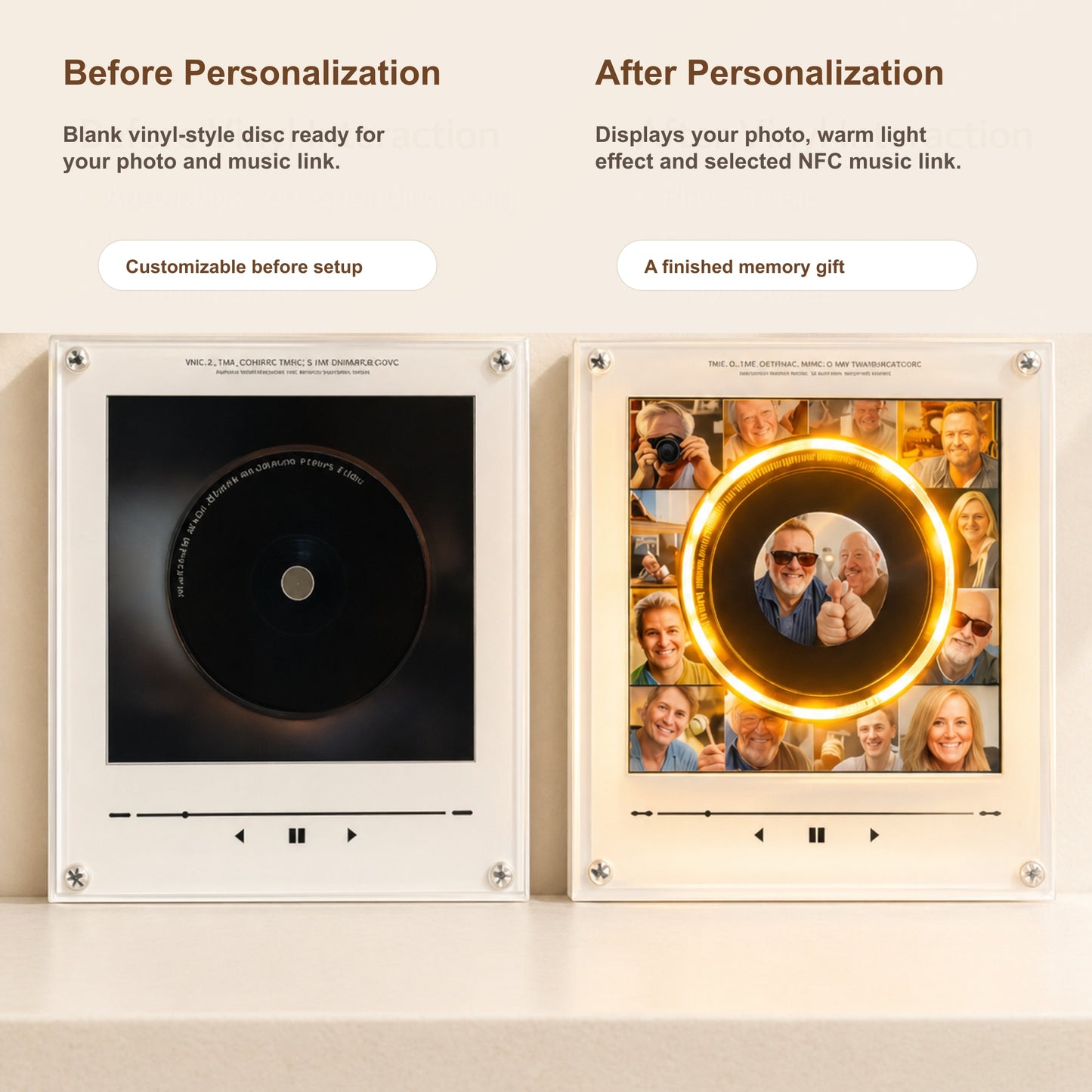 Personalized NFC Music Photo Fridge Magnet with Rotating Vinyl Design - 5