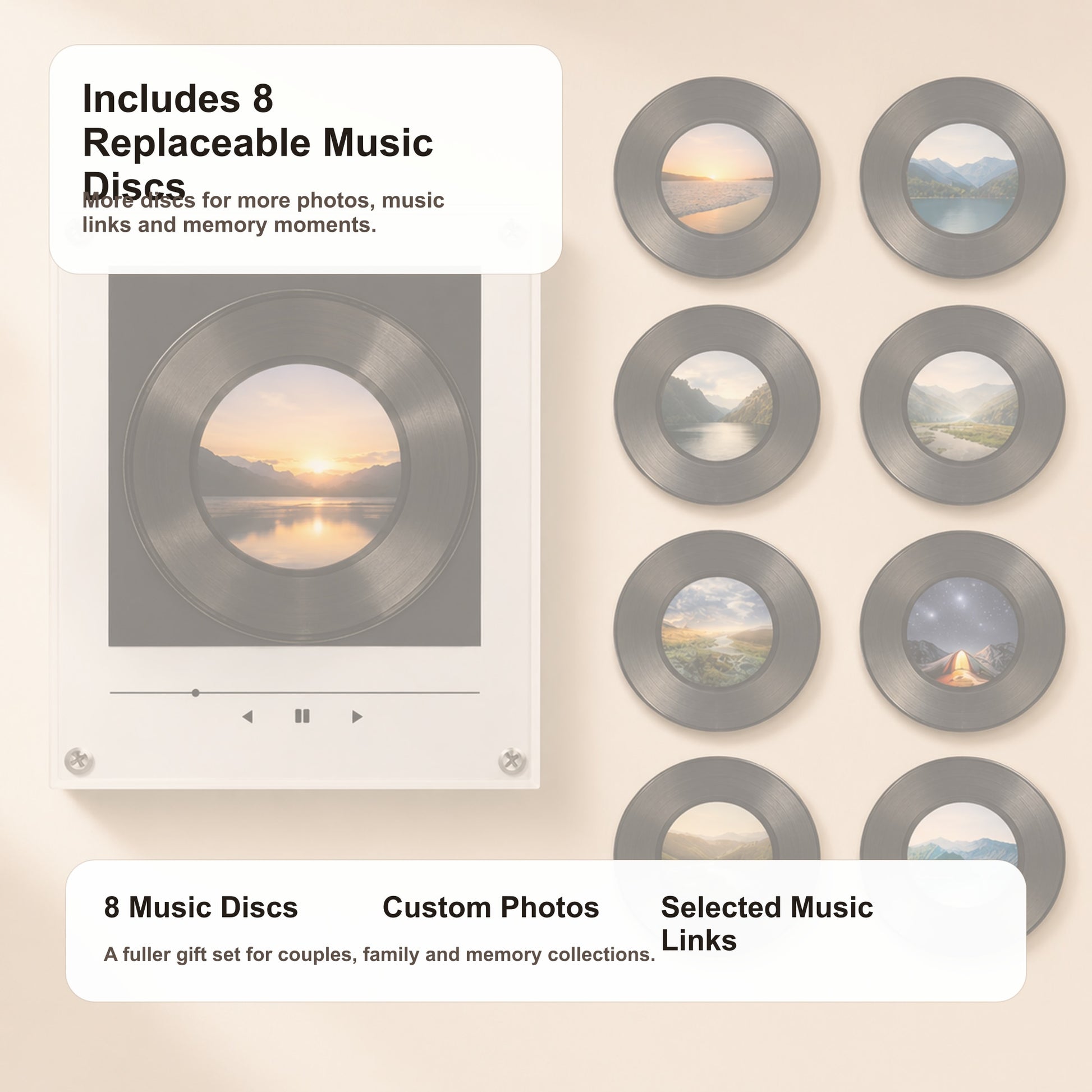 Personalized NFC Music Photo Fridge Magnet with Rotating Vinyl Design - 6