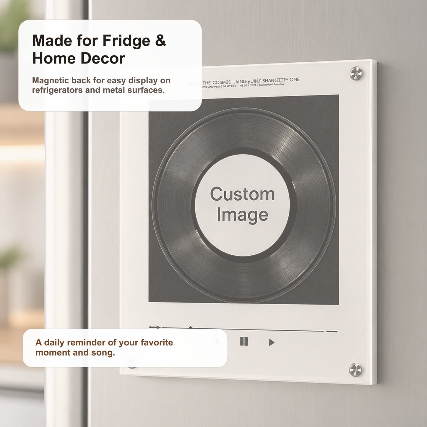 Personalized NFC Music Photo Fridge Magnet with Rotating Vinyl Design - 7