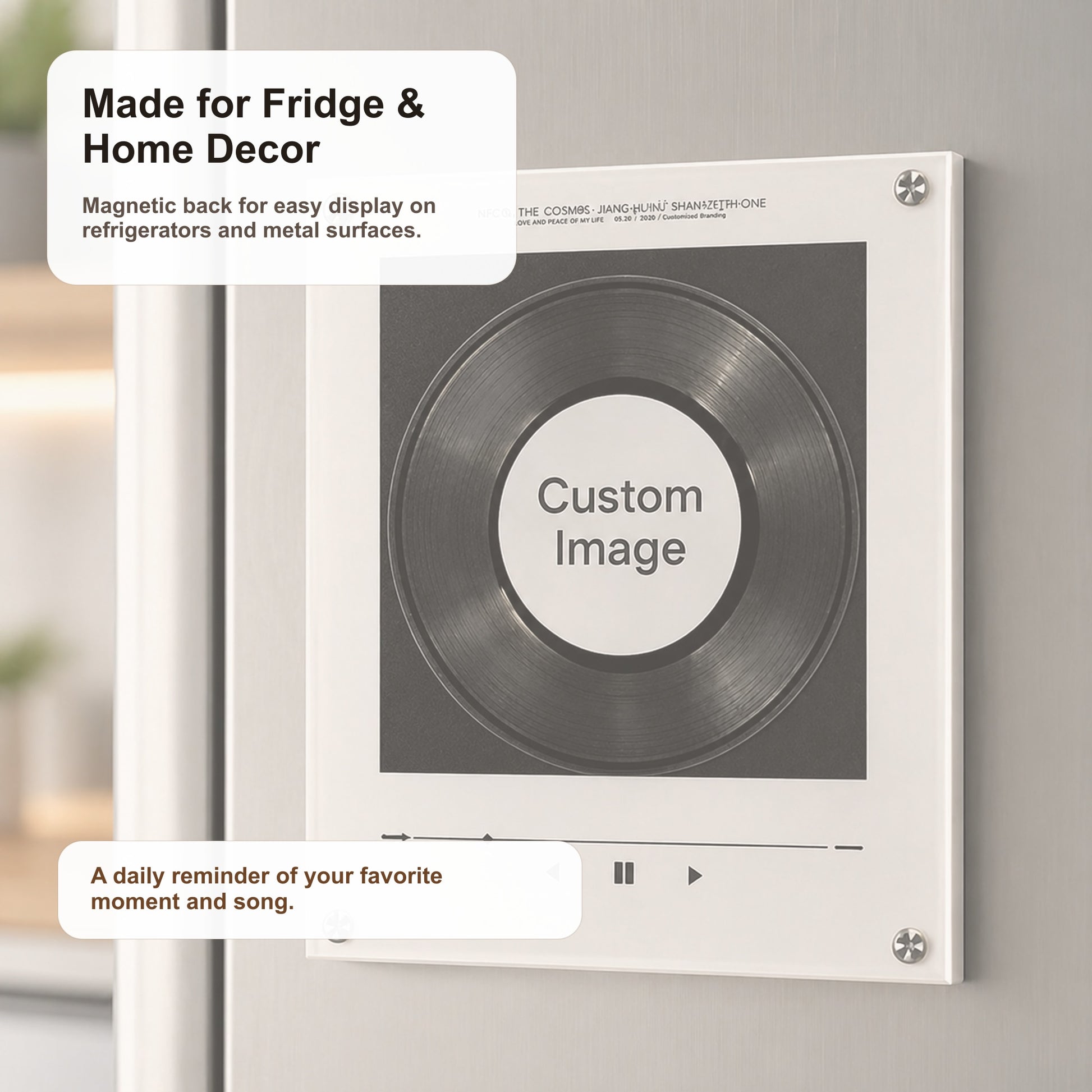 Personalized NFC Music Photo Fridge Magnet with Rotating Vinyl Design - 7