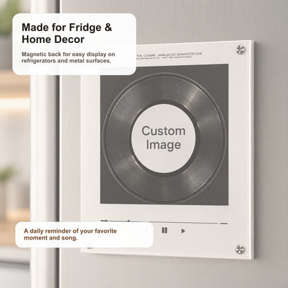 Personalized NFC Music Photo Fridge Magnet with Rotating Vinyl Design - 7