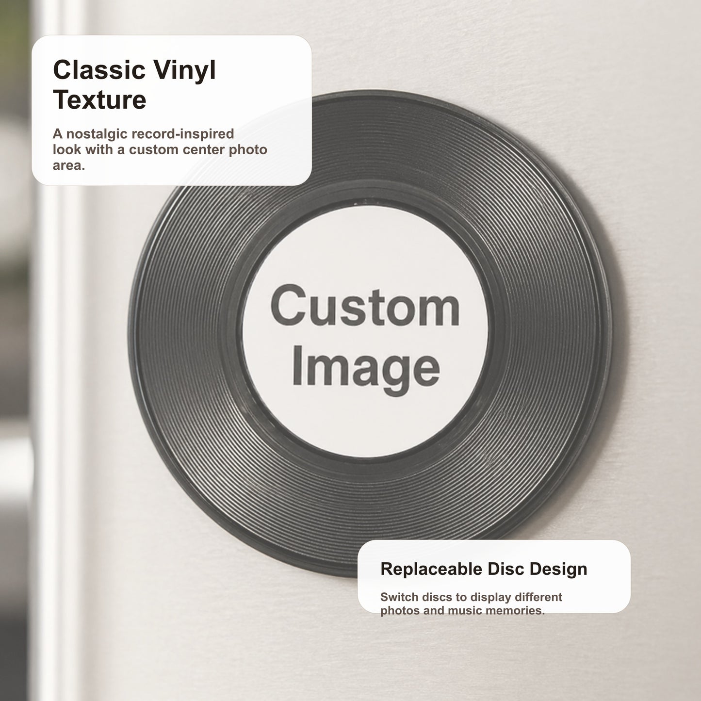 Personalized NFC Music Photo Fridge Magnet with Rotating Vinyl Design - 8