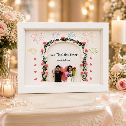 Customized Wedding Photo Frame with Building Block Minifigures – main product view