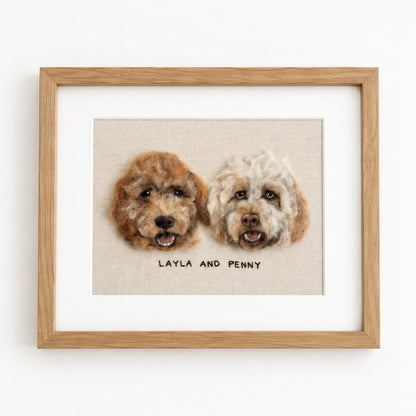 Rectangle Frame Custom Wool Felt Pet Portrait - Embroidered Wool Art – main product view