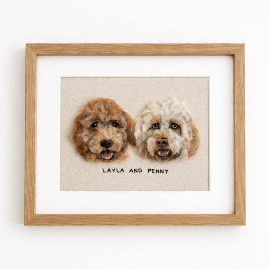 Rectangle Frame Custom Wool Felt Pet Portrait - Embroidered Wool Art - personalized pet gift main product image