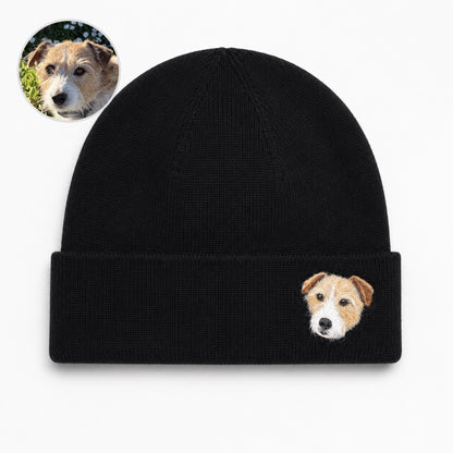 Custom Needle Felted Pet Portrait Hat – personalization and design detail