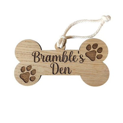 Wooden Dog Bone Shaped Sign - Custom Pet Name Memorial Plaque – alternate product view