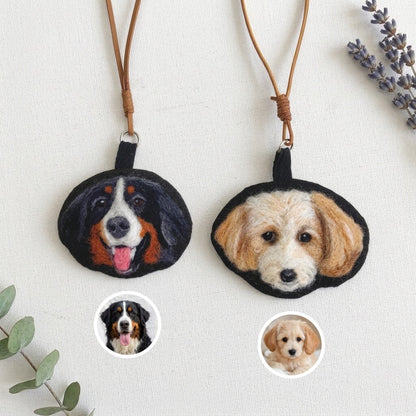 Custom Needle Felted Pet Portrait Keychain – main product view