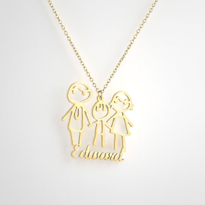 Personalized Doodle Drawing Necklace - Artistic Pendant Jewelry – main product view