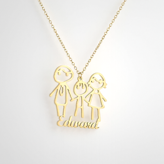 Personalized Doodle Drawing Necklace - Artistic Pendant Jewelry - custom personalized jewelry main product image
