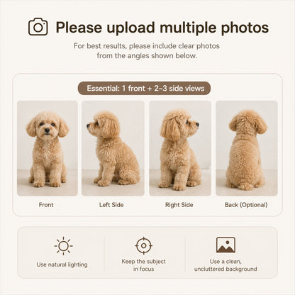 Custom 3D Needle Felted Animal Figurine – size and style reference