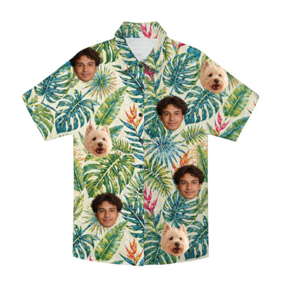 Personalized Face Custom Unisex Tropical Hawaiian Aloha Shirt – close-up product detail