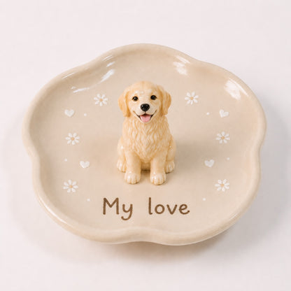 Custom 3D Pet statue Jewelry ring dish – close-up product detail