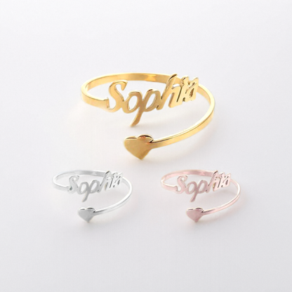 Personalized Heart Name Ring with Custom Font – main product view