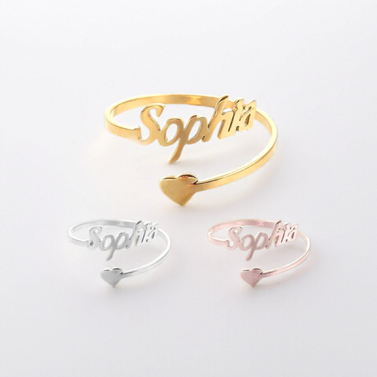 Personalized Heart Name Ring with Custom Font - custom personalized jewelry main product image