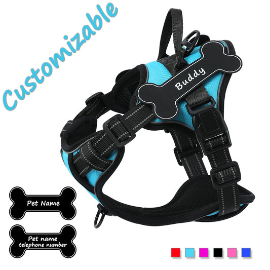 Personalized Dog Harness NO PULL Breathable Pet Harness Vest with Lovely - personalized pet gift main product image