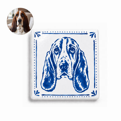 Personalized Hand-Painted Ceramic Pet Portrait Fridge Magnet – size and style reference