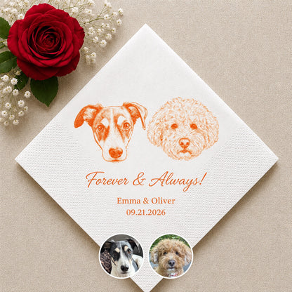 Personalized Pet Wedding Napkins – personalization and design detail