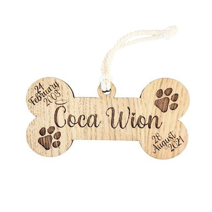 Wooden Dog Bone Shaped Sign - Custom Pet Name Memorial Plaque – main product view