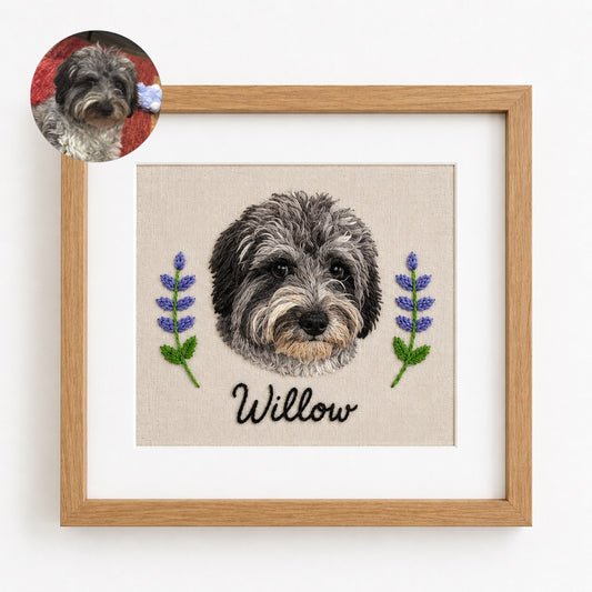 Custom Embroidered Pet Portrait Frame with Personalized Name | Square Pet - personalized pet gift main product image
