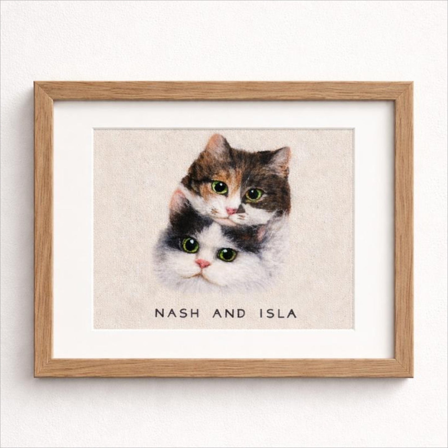 Rectangle Frame Custom Wool Felt Pet Portrait - Embroidered Wool Art