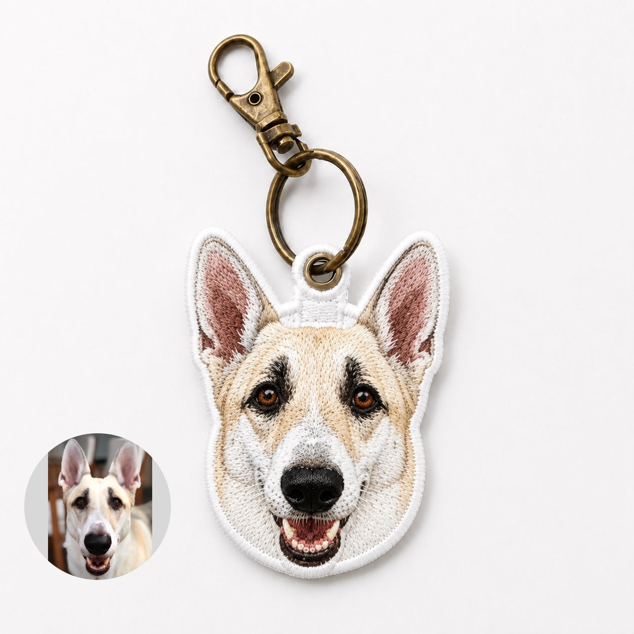 Custom Pet Embroidered Keychain, Dog Face Keychain, Personalized Pet Portrait, Tatami Embroidery Tag, Memorial Gift for Dog Lovers