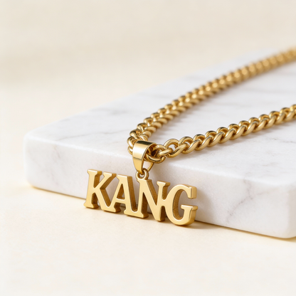 Custom Name Necklace Men – material and finish detail