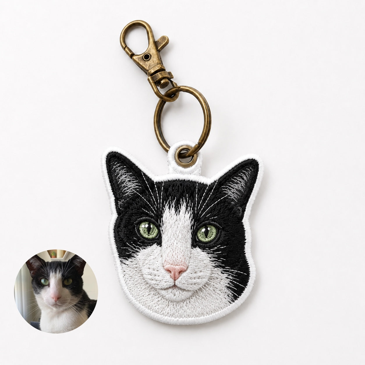 Custom Pet Embroidered Keychain, Dog Face Keychain, Personalized Pet Portrait, Tatami Embroidery Tag, Memorial Gift for Dog Lovers