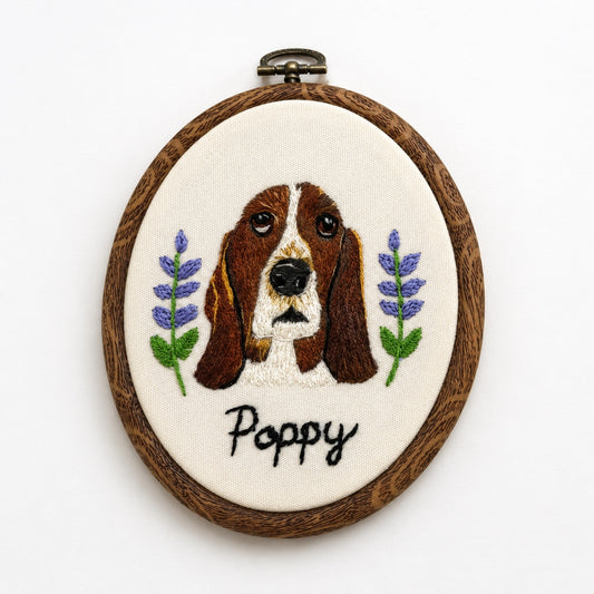 Personalized Pet Portrait Embroidery Frame – Handmade Custom Pet Wall Art - personalized pet gift main product image
