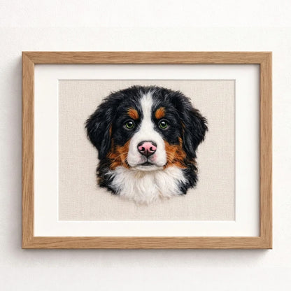 Rectangle Frame Custom Wool Felt Pet Portrait - Embroidered Wool Art – personalization and design detail