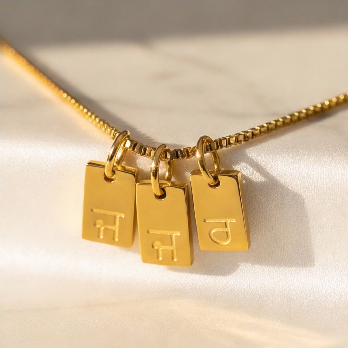 Punjabi Initial Tag Necklace | Custom Gurmukhi Charms Pendant