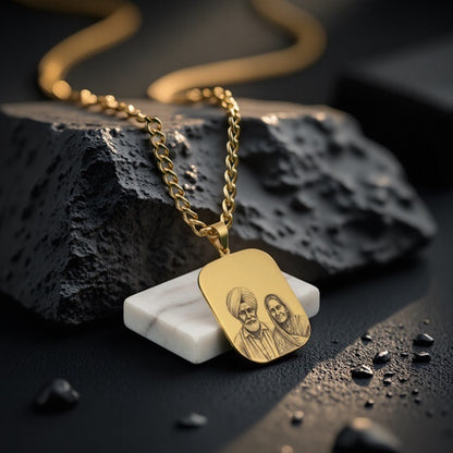 Custom Engraved Portrait Necklace – alternate product view